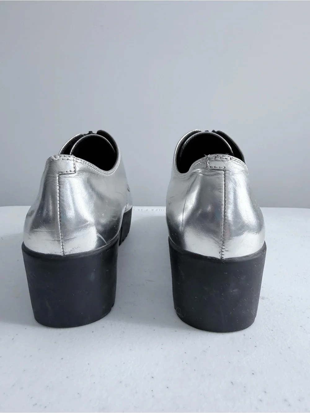 Opening Ceremony Silver Grunge Zip Platform Oxford Spectator Shoes EU 39 US 9